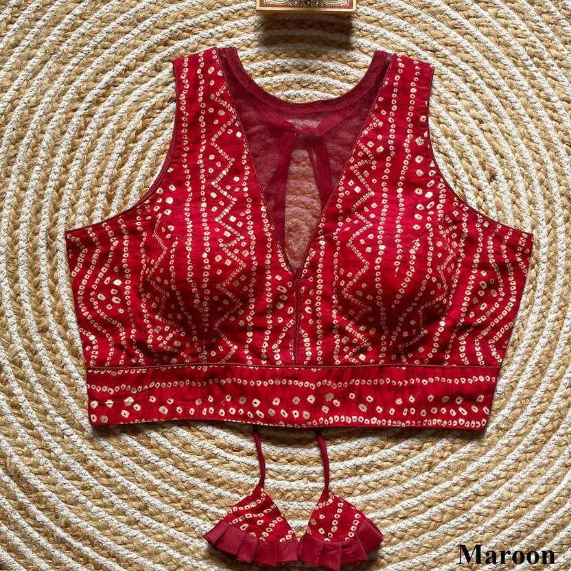 Silk V-Neck Sleeveless stitched blouse For Women