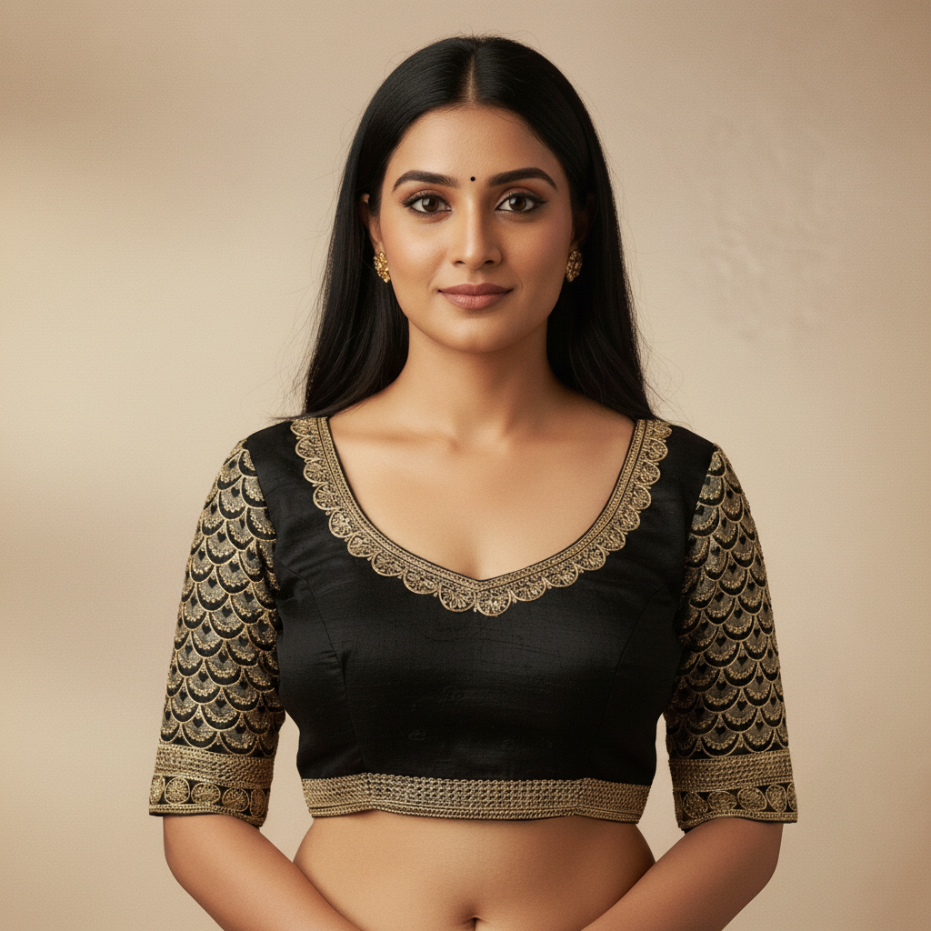 Handmade Embroidered Organza Blouse – Ethereal Style for Weddings & Parties(71)