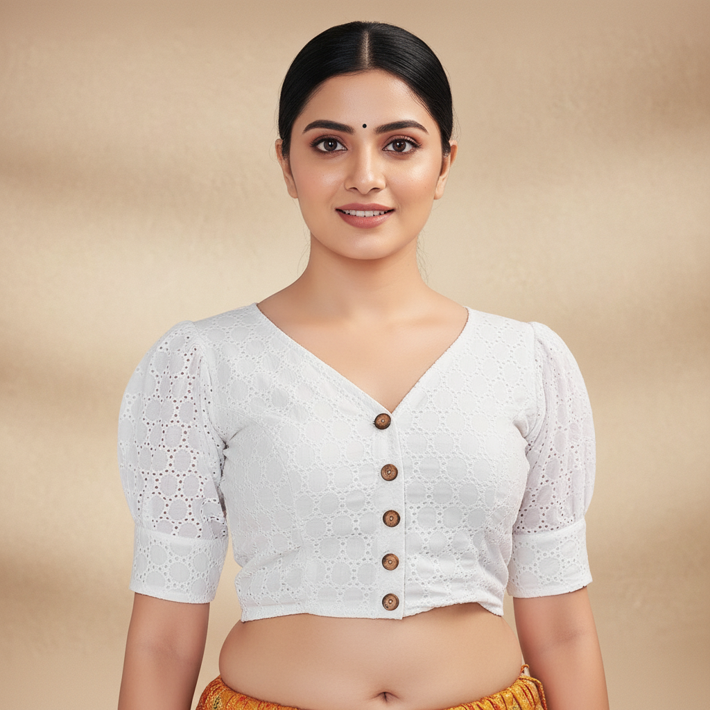 Cotton V-Neck Blouse