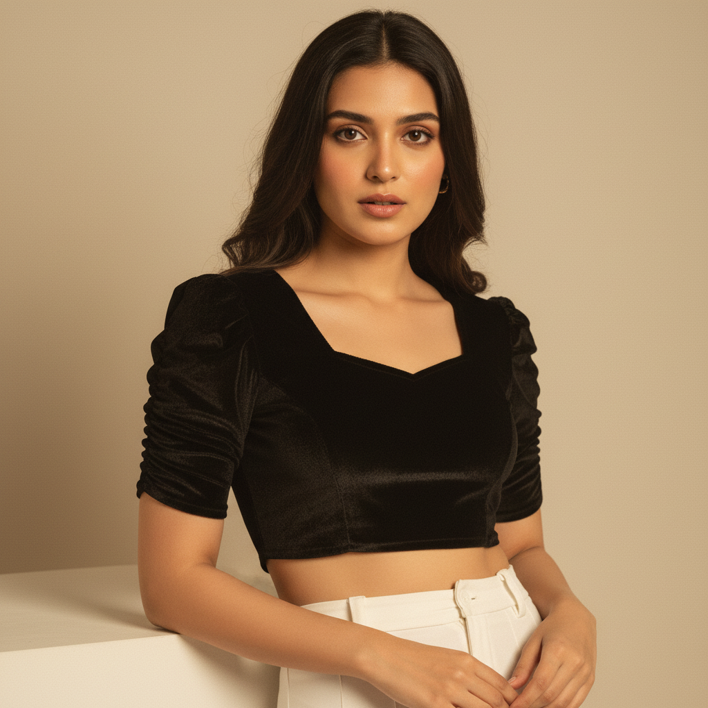 Sweetheart Neck Stretchable Velvet Saree Blouse for All Occasions