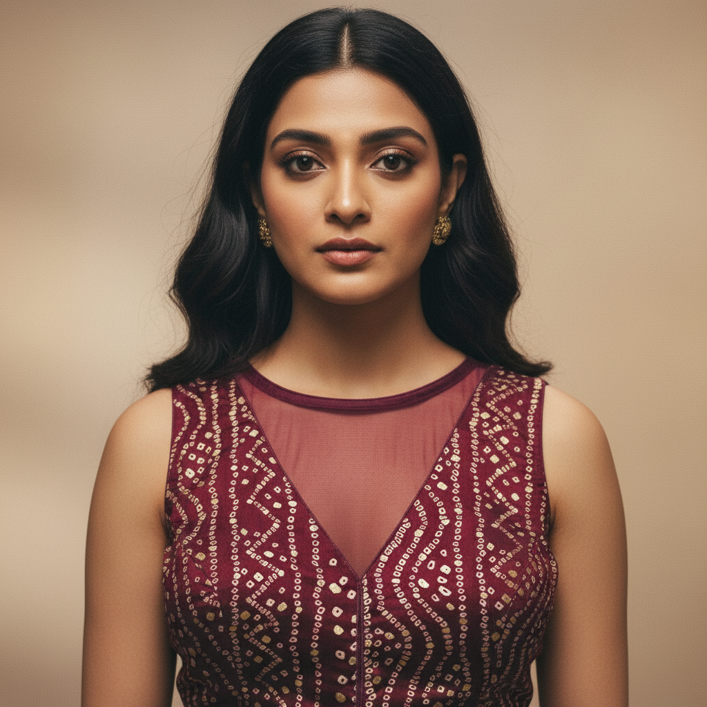 Silk V-Neck Sleeveless stitched blouse For Women