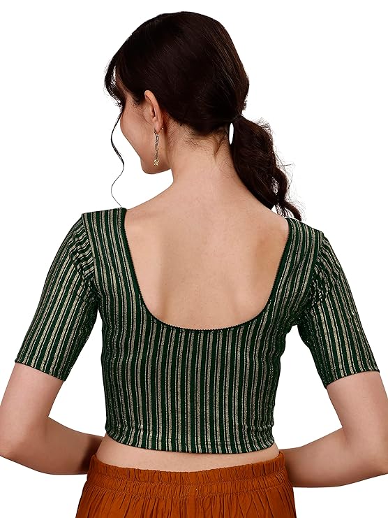 Cotton Lycra Half Sleeve Striped Blouse For Women