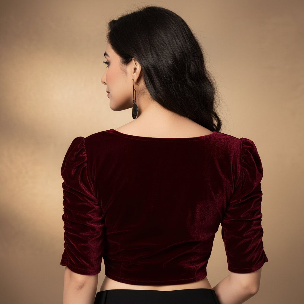Sweetheart Neck Stretchable Velvet Saree Blouse for All Occasions