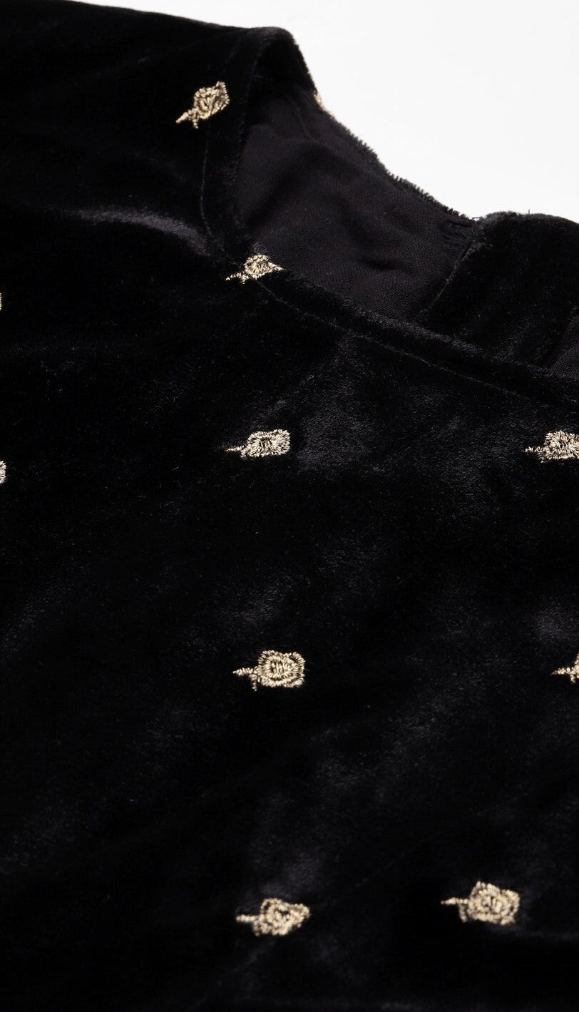 Velvet Full Sleeve Embriodered Blouse For Women