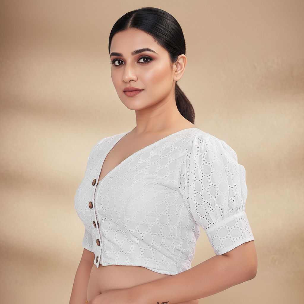 Cotton V-Neck Blouse