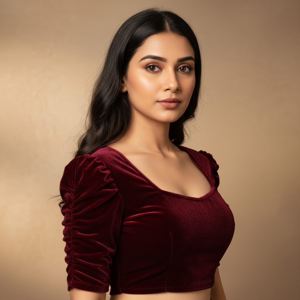 Sweetheart Neck Stretchable Velvet Saree Blouse for All Occasions