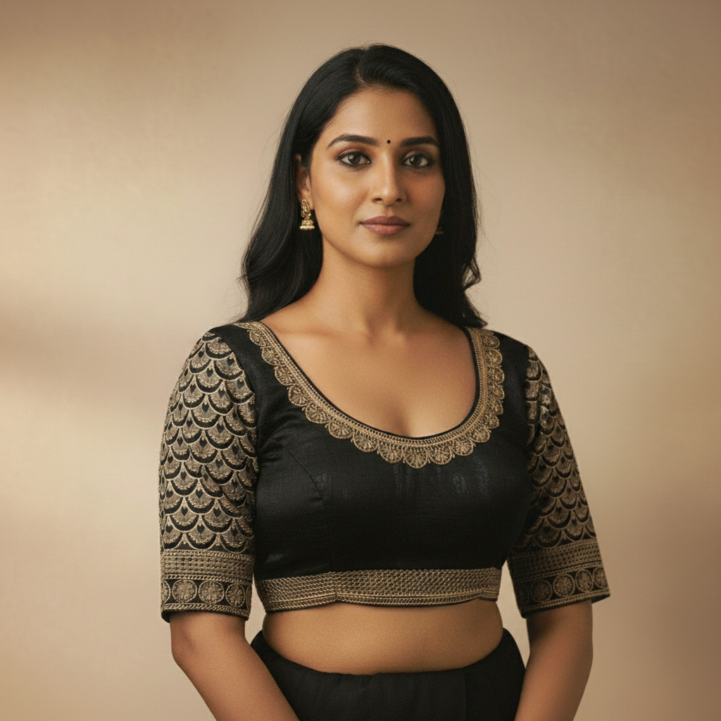 Handmade Embroidered Organza Blouse – Ethereal Style for Weddings & Parties(71)