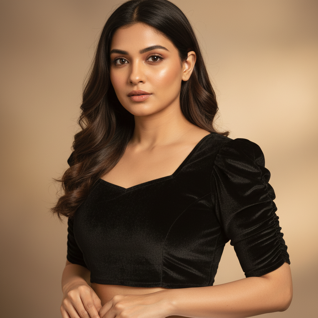 Sweetheart Neck Stretchable Velvet Saree Blouse for All Occasions