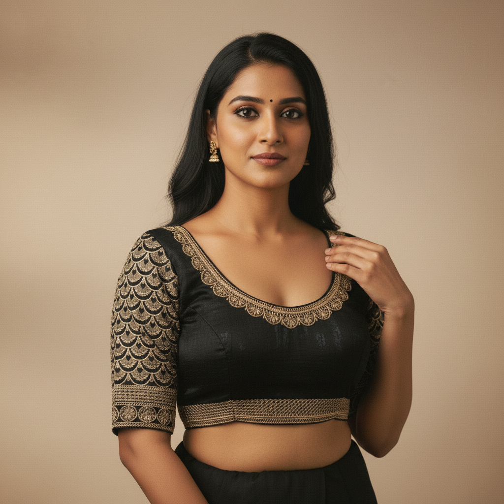 Handmade Embroidered Organza Blouse – Ethereal Style for Weddings & Parties(71)