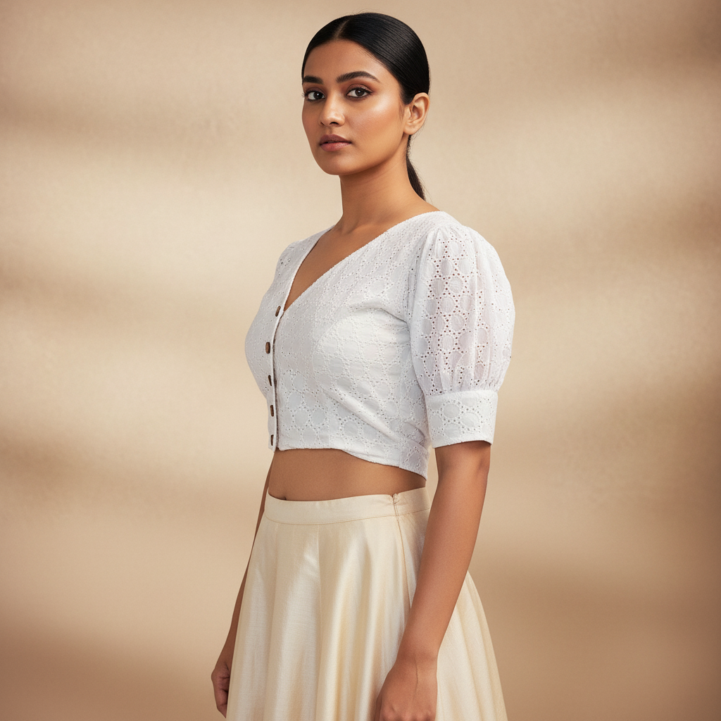 Cotton V-Neck Blouse