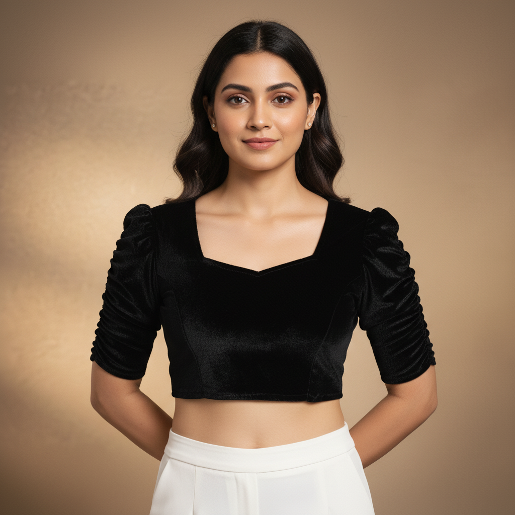 Sweetheart Neck Stretchable Velvet Saree Blouse for All Occasions