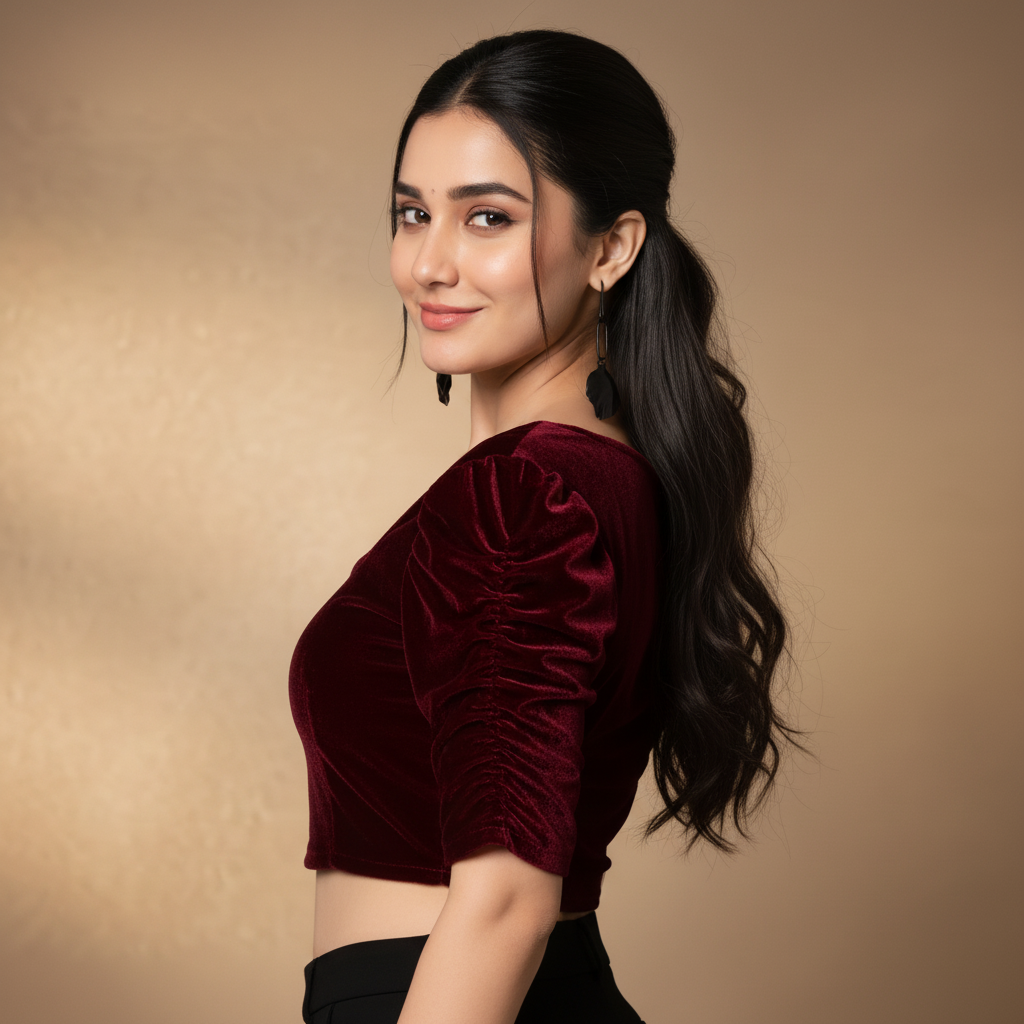 Sweetheart Neck Stretchable Velvet Saree Blouse for All Occasions