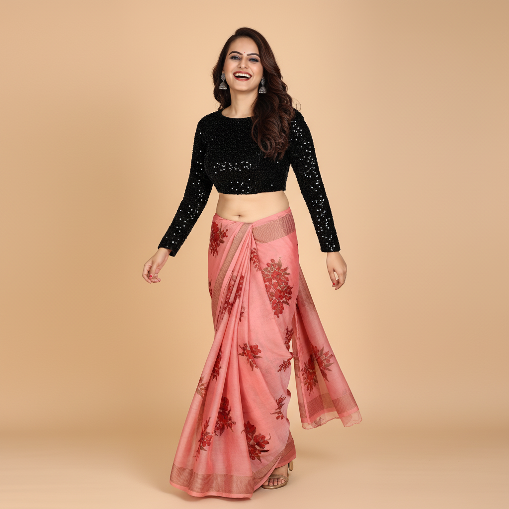 Black Velvet Full Sleeve embroidery sequin Blouse For Women