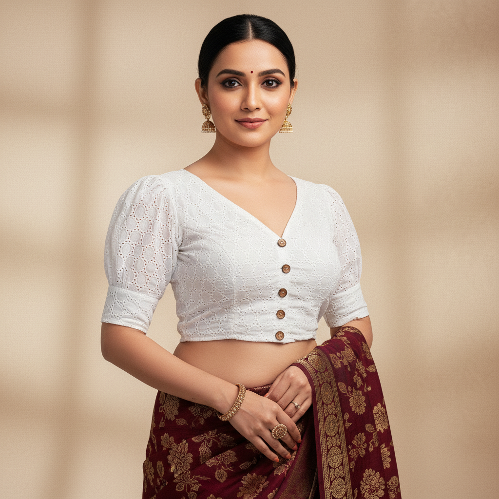 Cotton V-Neck Blouse