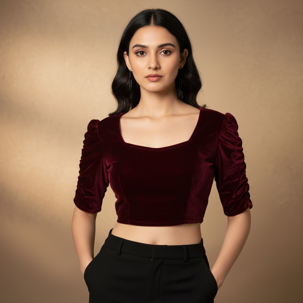 Sweetheart Neck Stretchable Velvet Saree Blouse for All Occasions
