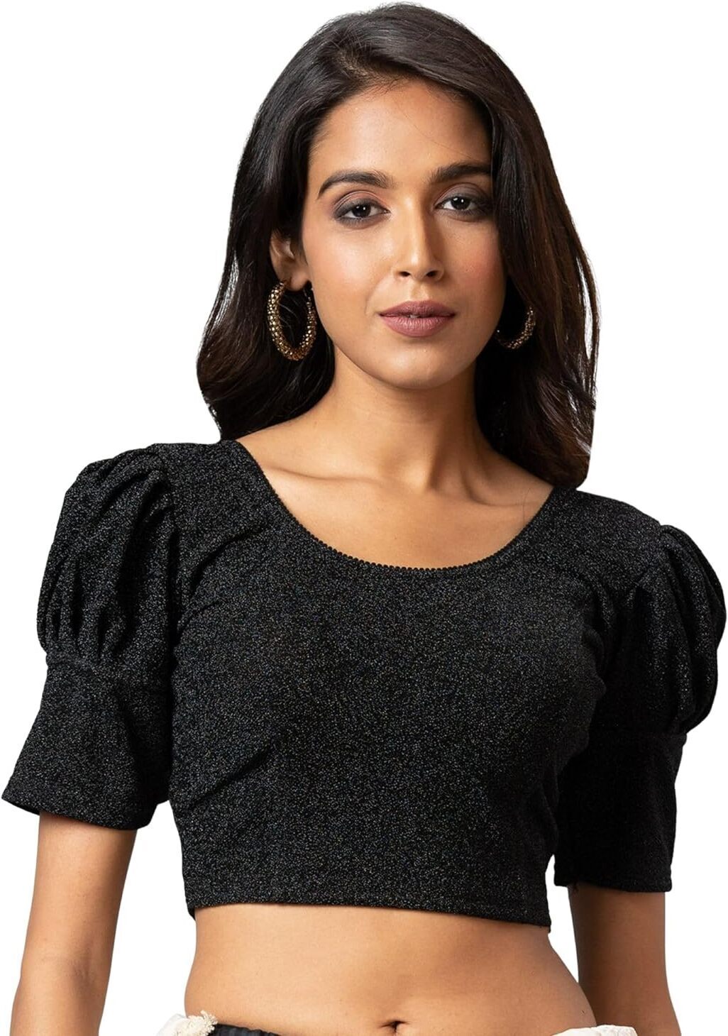 Polyester Half Sleeve Self Design Blouse For Women