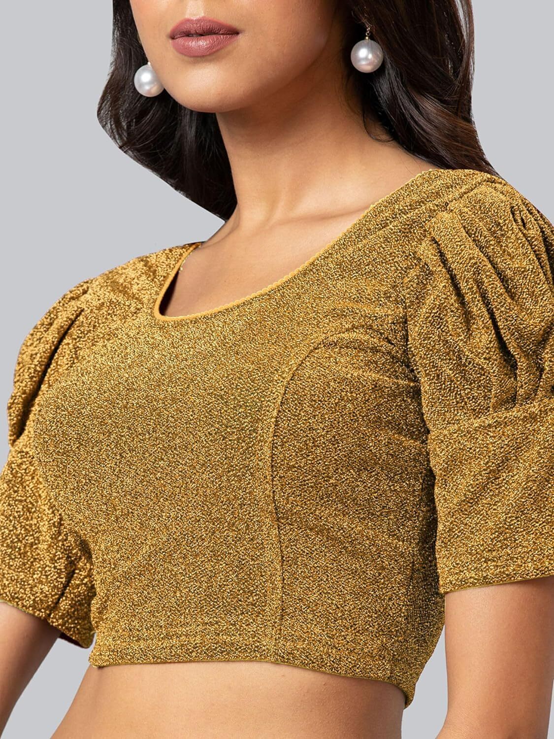 Polyester Half Sleeve Self Design Blouse For Women