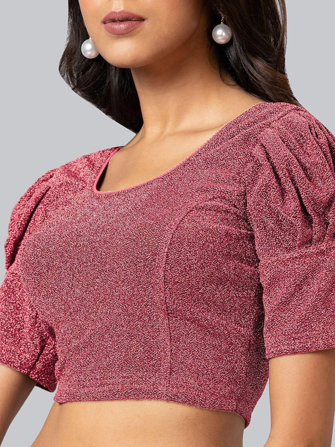 Polyester Half Sleeve Self Design Blouse For Women