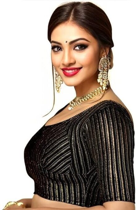 Cotton Lycra Half Sleeve Striped Blouse For Women