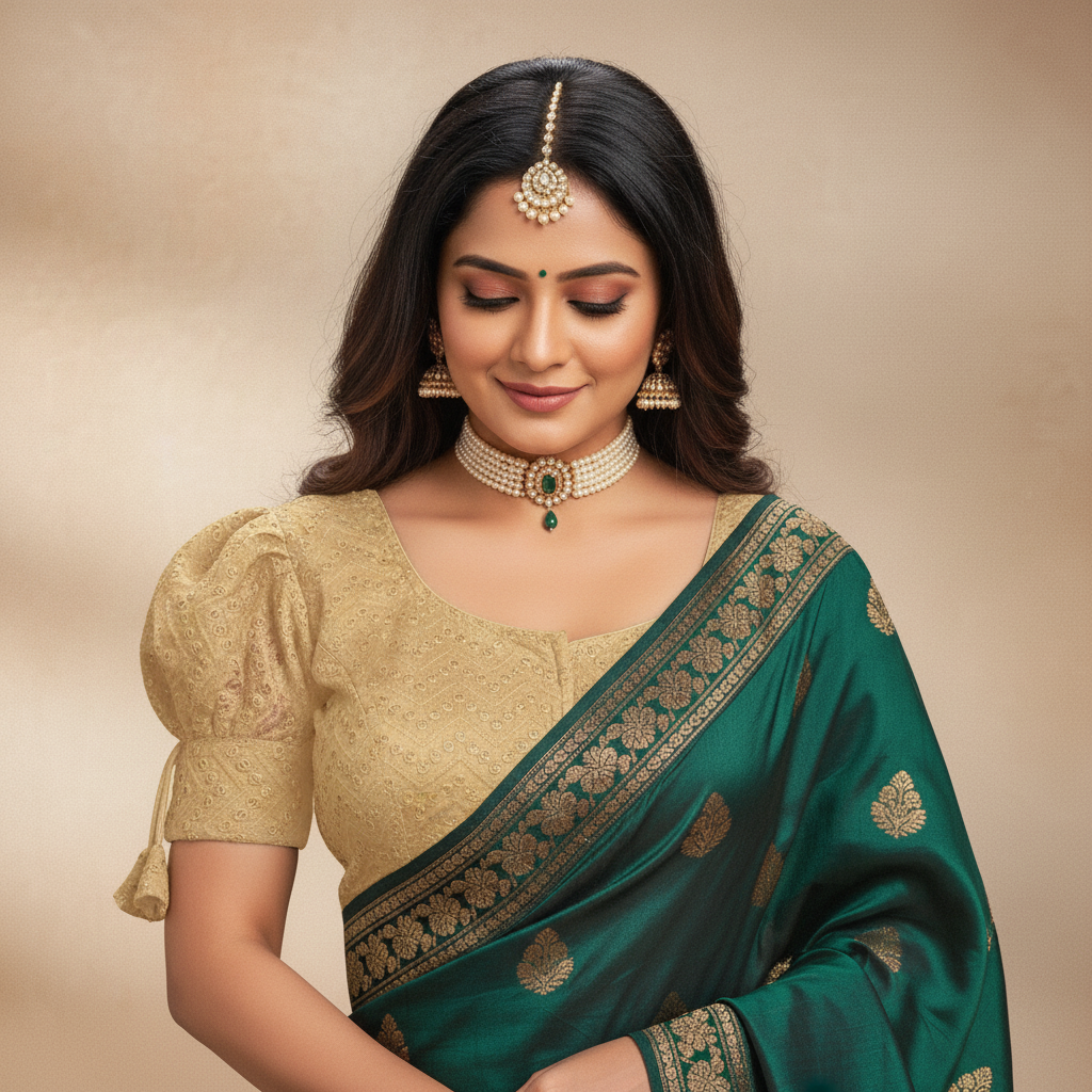 Georgette Short Sleeve Embroidered Blouse For Women