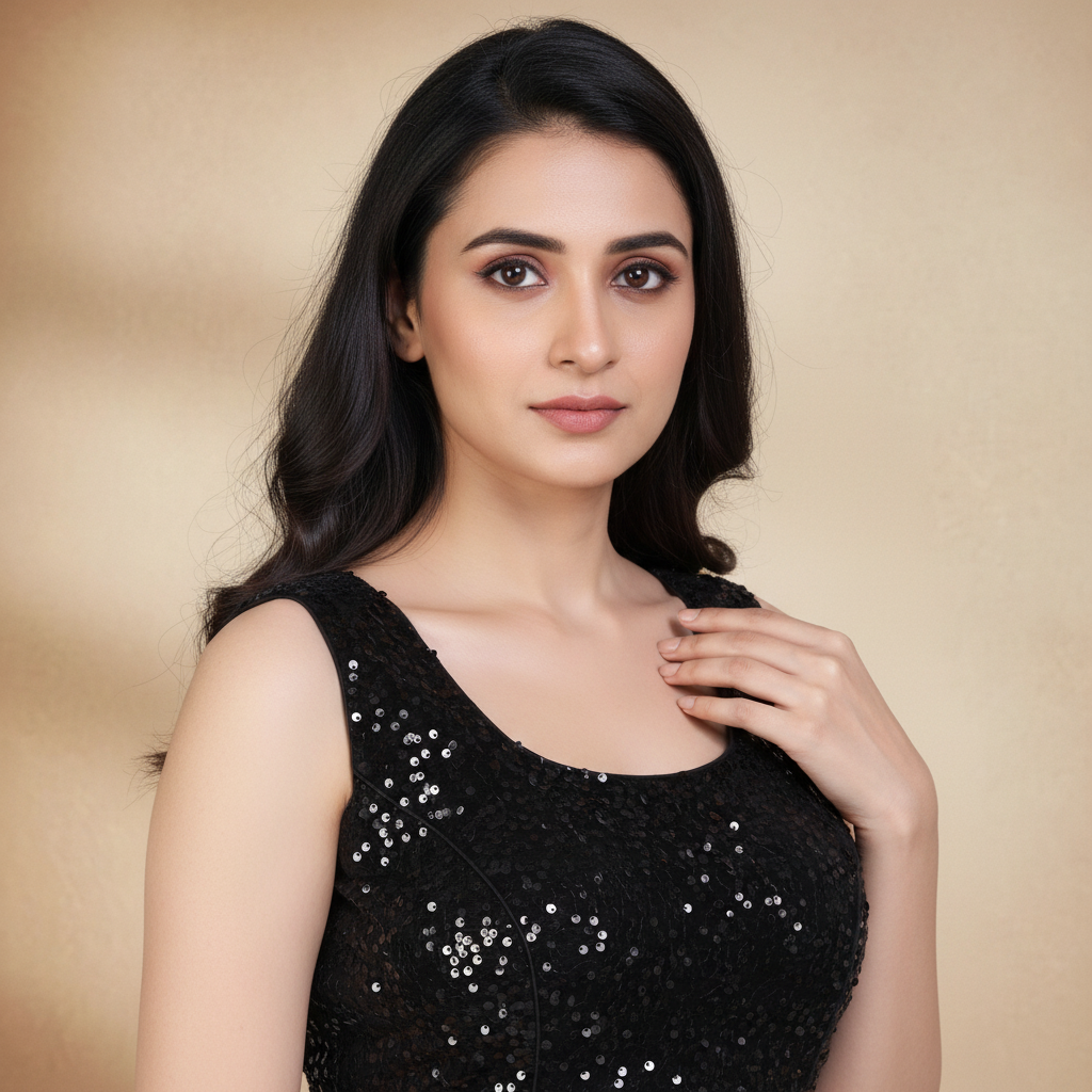 Black Velvet Sleeveless Embriodered Blouse For Women